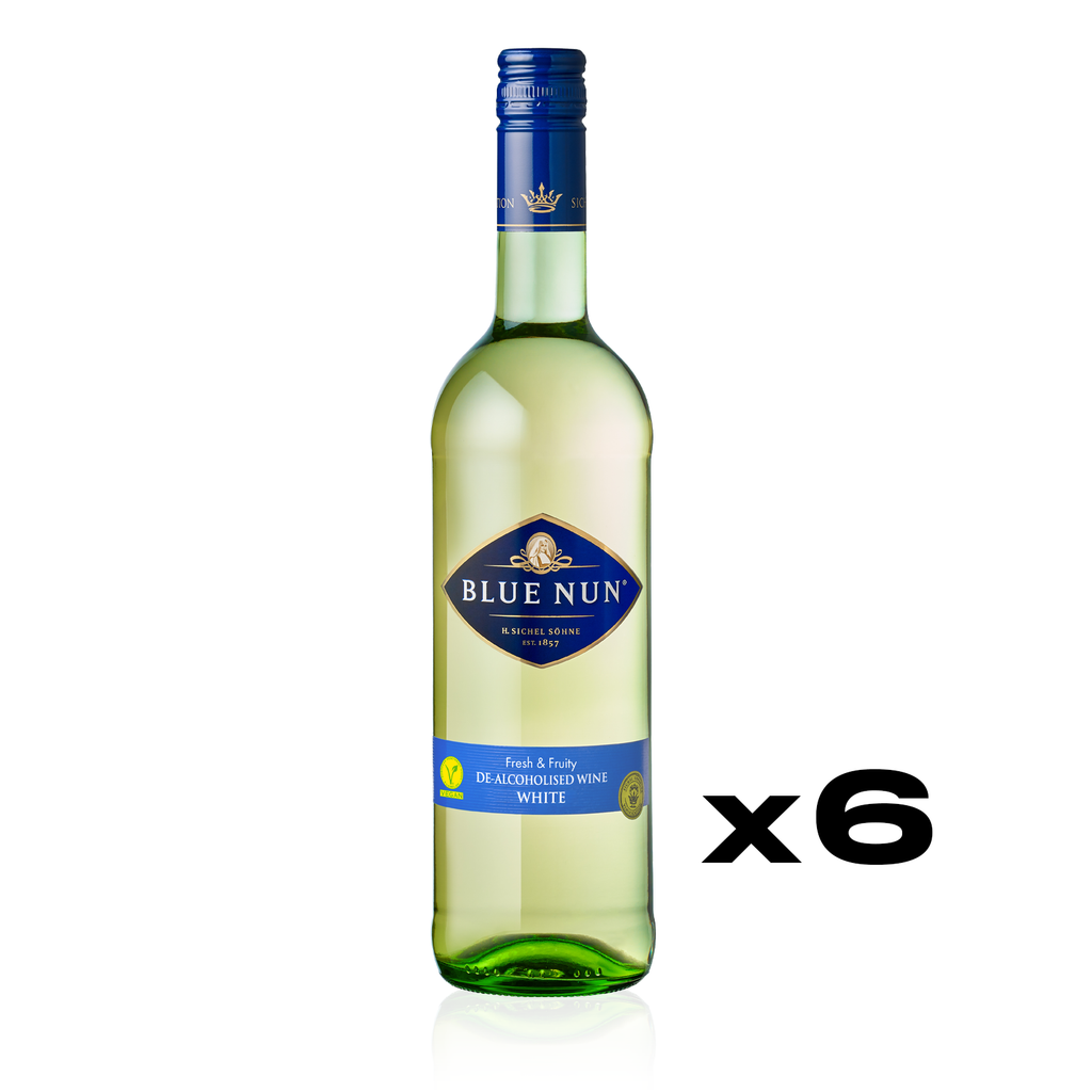 BLUE NUN Entalkoholisierter Weißwein 0,75l - lieblicher, alkoholreduzierter Weißwein - 6er Karton
