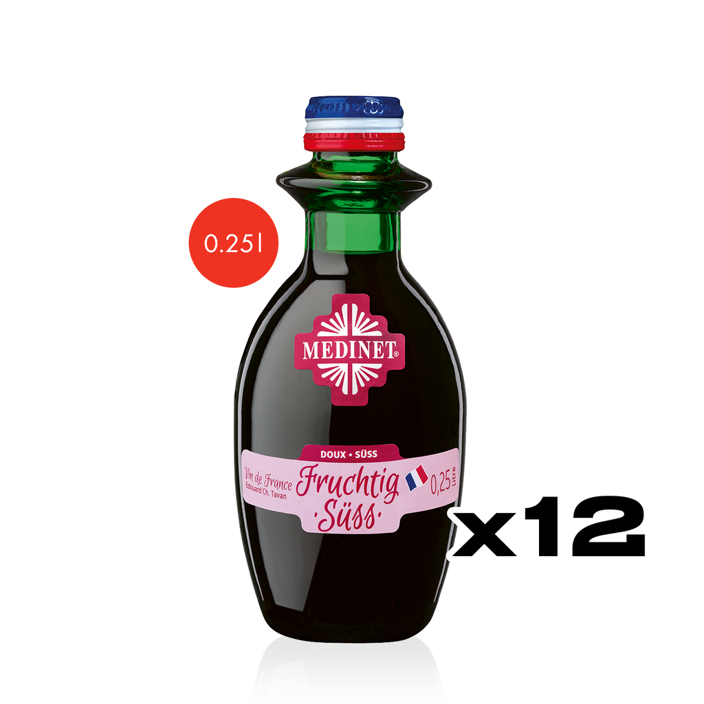 MEDINET Rouge Fruchtig Süss 0,25l - süßer Rotwein aus Frankreich im Kleinflaschenformat - 12er Karton