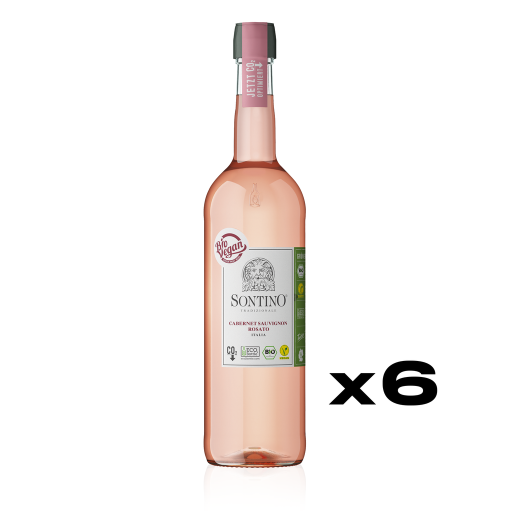 SONTINO BioVegan Cabernet Sauvignon Rosato Halbtrocken 0,75l - halbtrockener Roséwein aus Italien - 6er Karton
