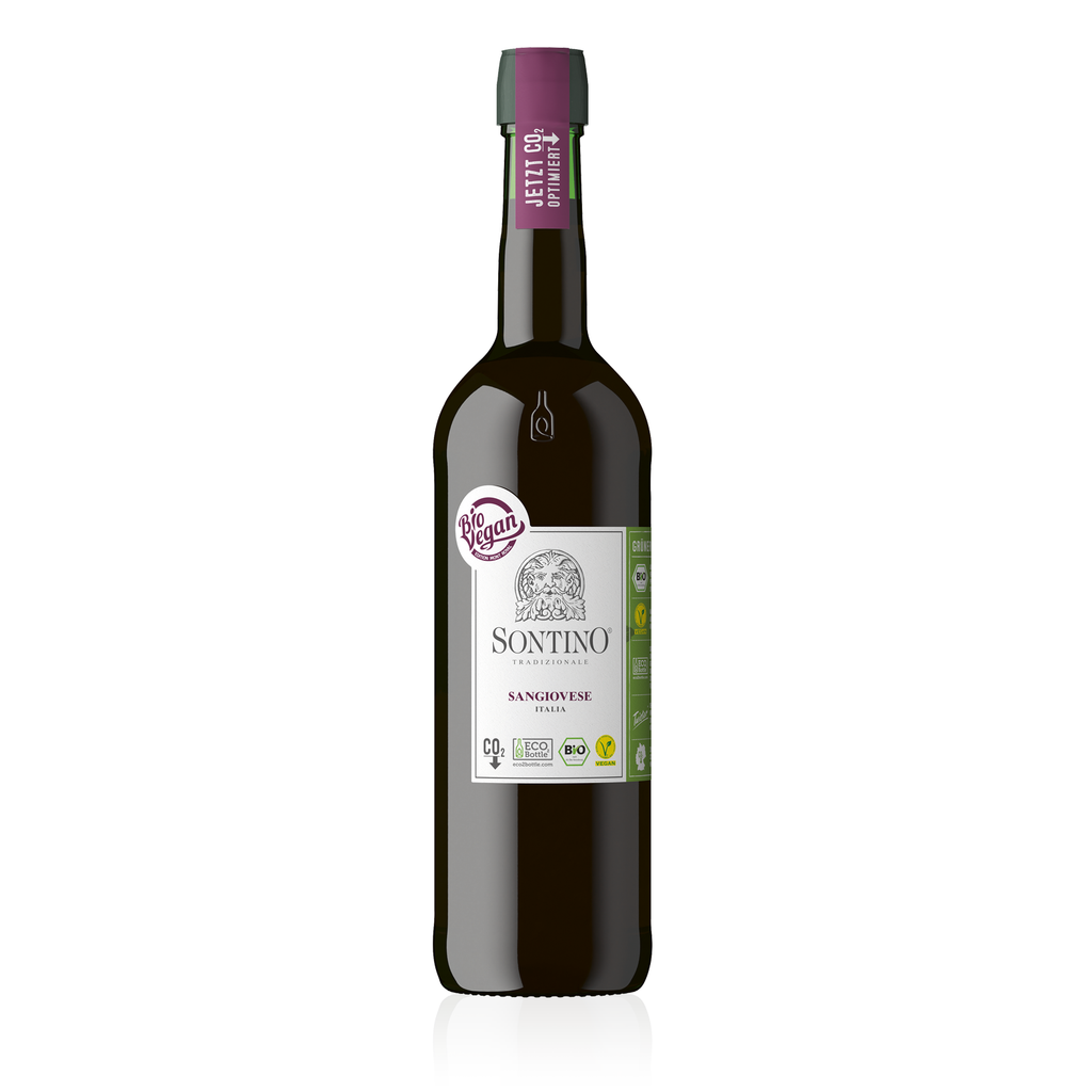 SONTINO BioVegan Sangiovese Halbtrocken 0,75l - halbtrockener Rotwein aus Italien