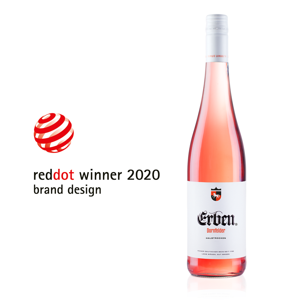 reddot winner 2020 brand design ERBEN Dornfelder Rosé Halbtrocken 0,75l - halbtrockener Qualitätswein 
