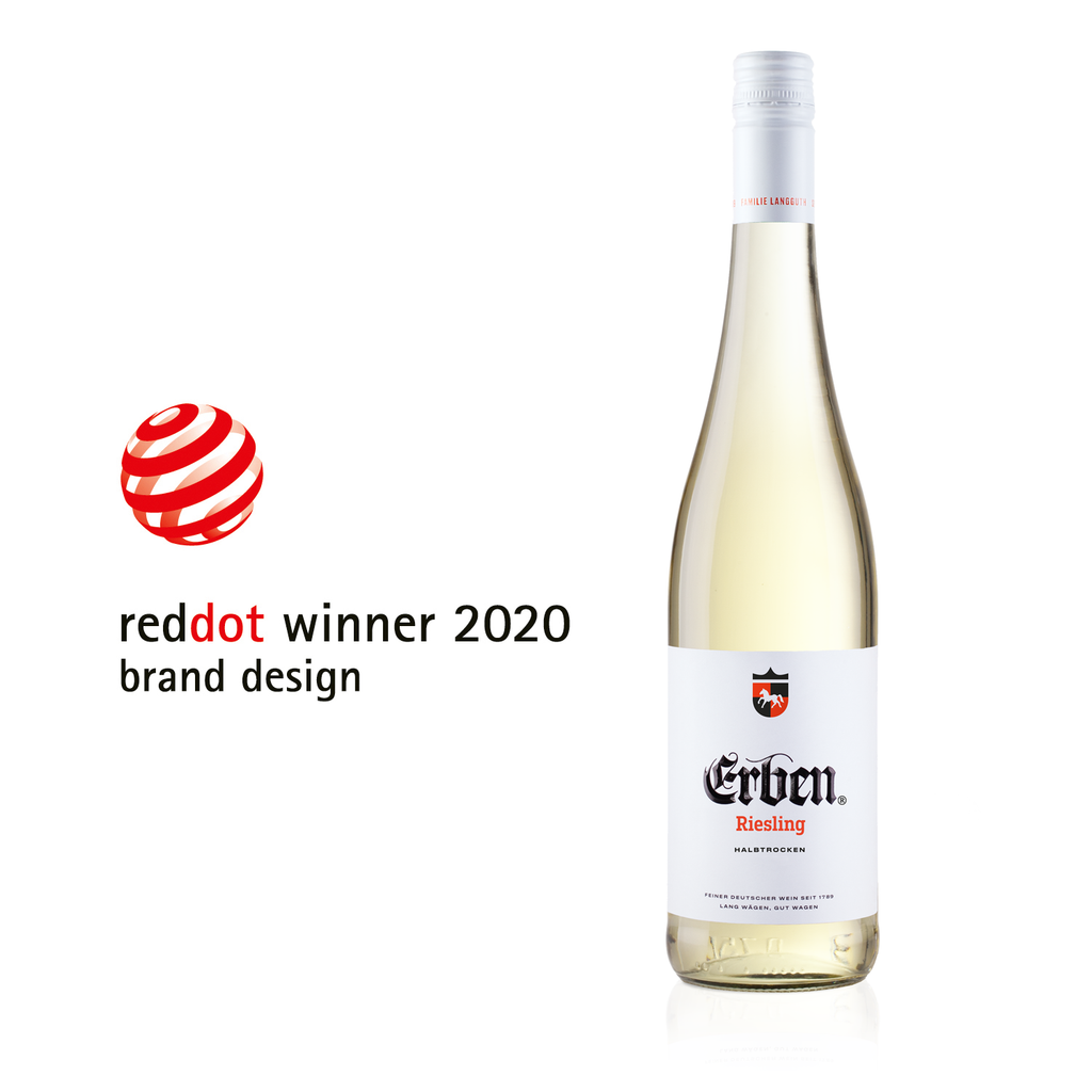 reddot winner 2020 brand design ERBEN Riesling Halbtrocken 0,75l - Qualitätswein aus Rheinhessen - Weißwein