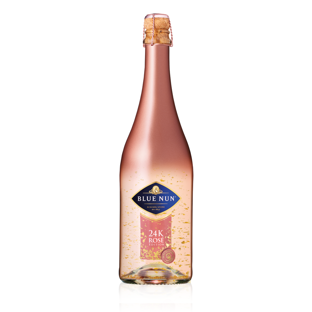 BLUE NUN 24K Rosé Edition 0,75l - halbtrockener Schaumwein mit Roségoldblättchen - Einzelflasche 