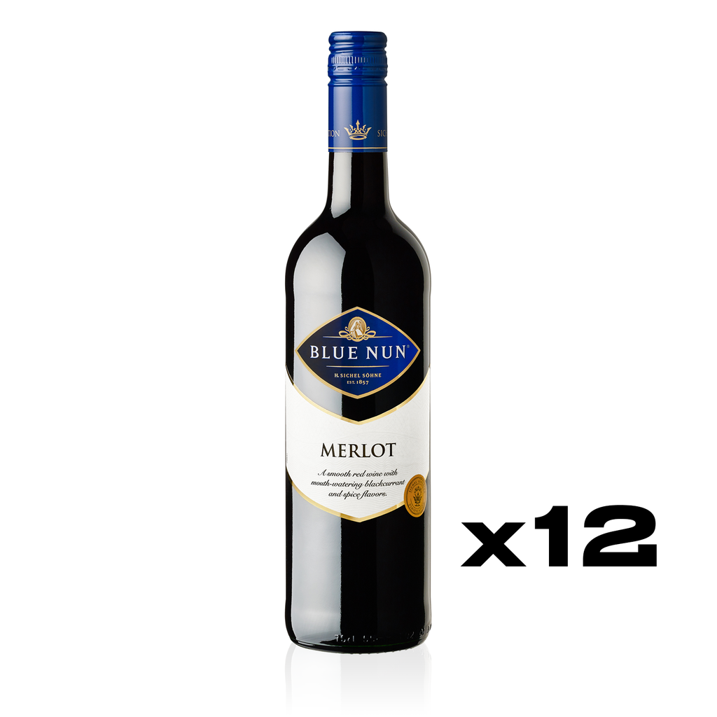 BLUE NUN Merlot 0,75l - trockener Rotwein aus Frankreich - 12er Karton 