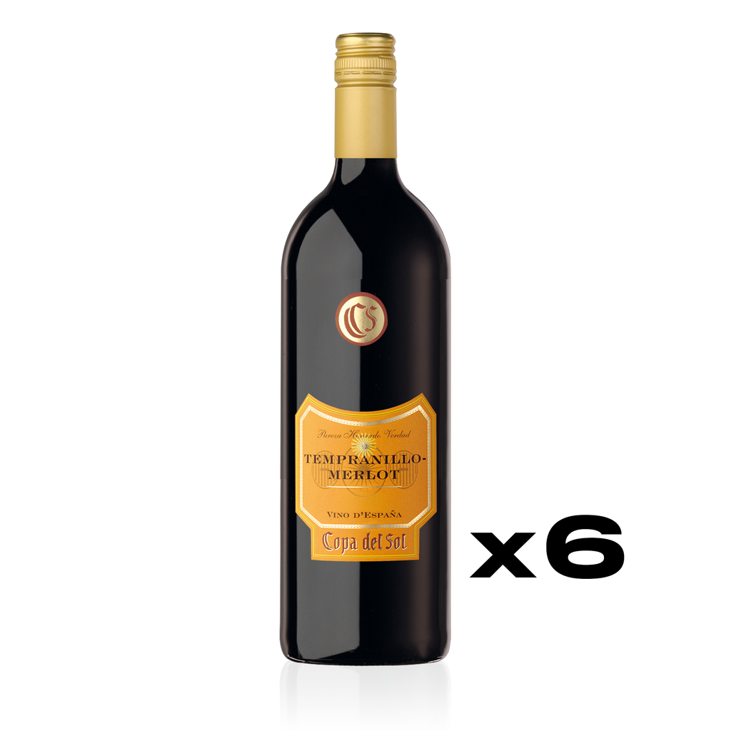 COPA DEL SOL Tempranillo Merlot 1,0l - halbtrockener Rotwein aus Spanien - 6er Karton 