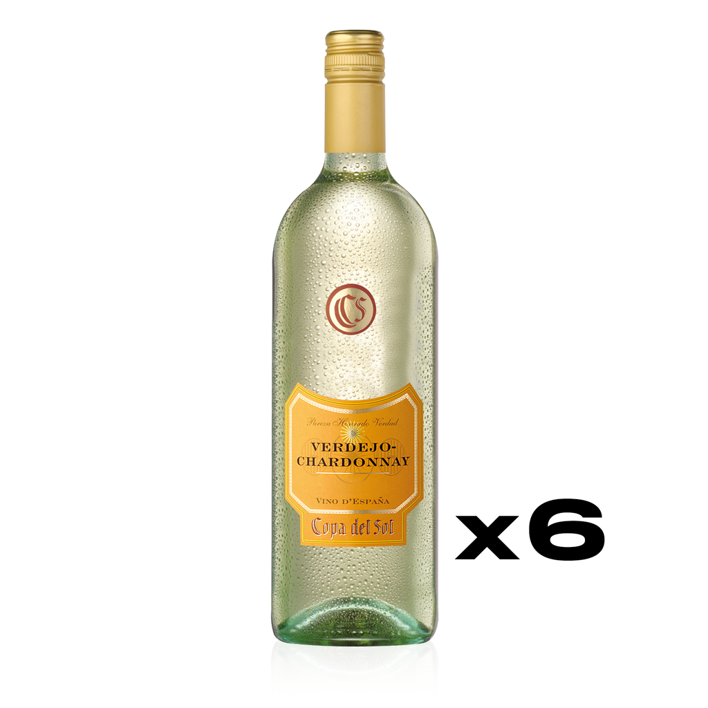 COPA DEL SOL Verdejo Chardonnay 1,0l - halbtrockener Weißwein aus Spanien - 6er Karton 