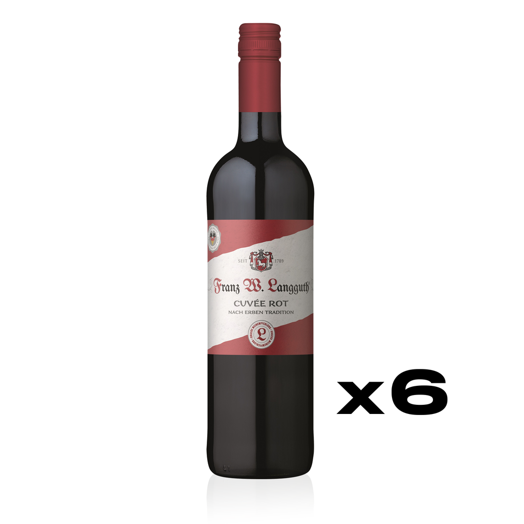 FRANZ W. LANGGUTH Hauswein Cuvée Rot 0,75l - lieblicher Rotwein aus Deutschland - 6er Karton 