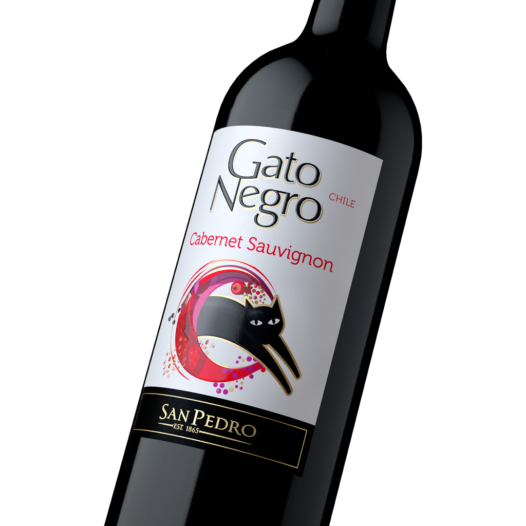 GATO NEGRO Cabernet Sauvignon Trocken 0,75l - Detailansicht Vorderetikett mit schwarzer Katze - Rotwein aus Chile 