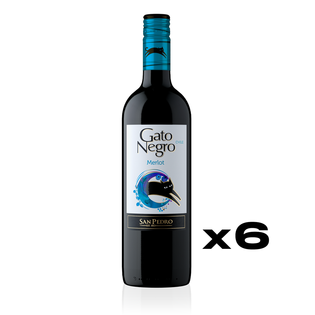 GATO NEGRO Merlot Trocken 0,75l - trockener Rotwein aus Chile - 6er Karton 