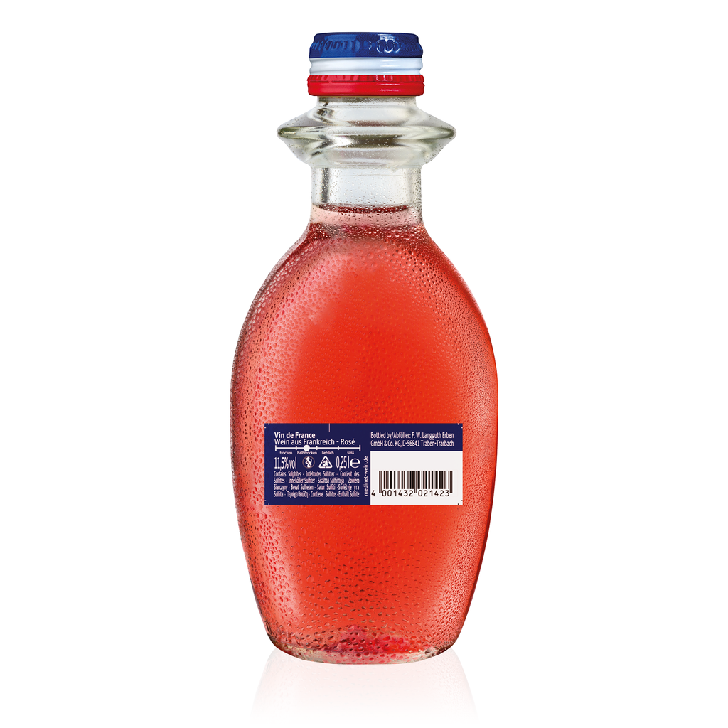 Rückansicht MEDINET Rosé Halbtrocken 0,25l - halbtrockener Roséwein aus Frankreich im Kleinflaschenformat