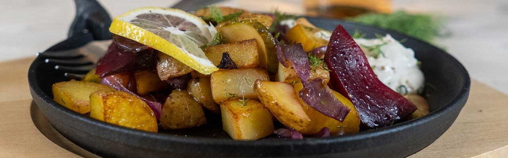 Maritime Kartoffelpfanne - veganes Gericht mit passender Weinempfehlung