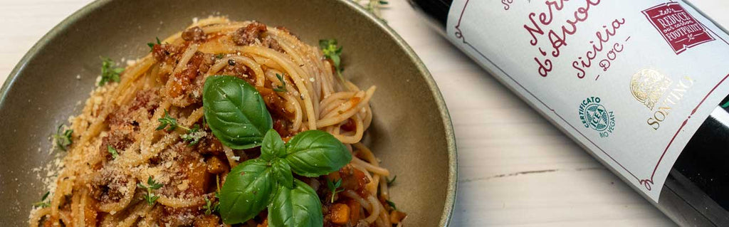 Spaghetti Bolognese - veganes Gericht mit passender Weinempfehlung