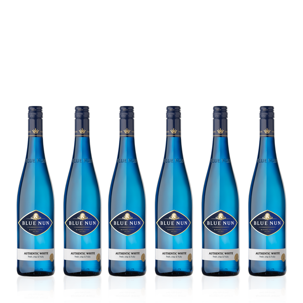 Sechs Flaschen BLUE NUN Authentic White 0,75l - lieblicher Weißwein  aus Deutschland - Qualitätswein Rheinhessen 