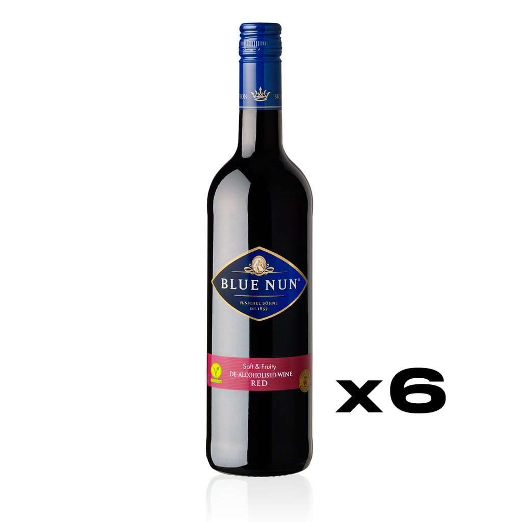 BLUE NUN Entalkoholisierter Rotwein 0,75l - lieblicher, alkoholreduzierter Rotwein - 6er Karton