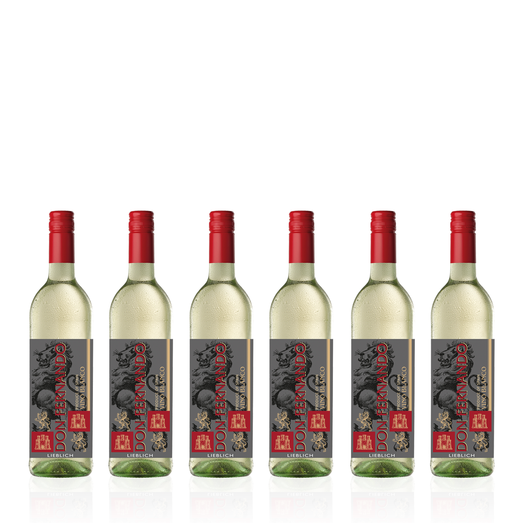 Sechs Flaschen DON FERNANDO Vino Blanco Lieblich 0,75l - lieblicher, spanischer Weißwein