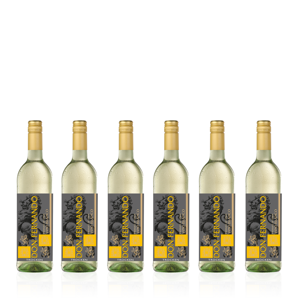 Sechs Flaschen DON FERNANDO Vino Blanco Trocken 0,75l - trockener, spanischer Weißwein