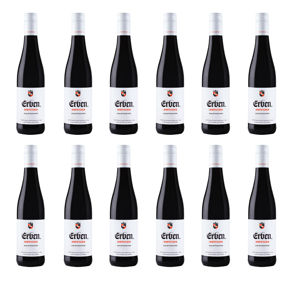 Zwölf Flaschen ERBEN Dornfelder Halbtrocken 0,25l - halbtrockener Qualitätsrotwein im Kleinflaschenformat