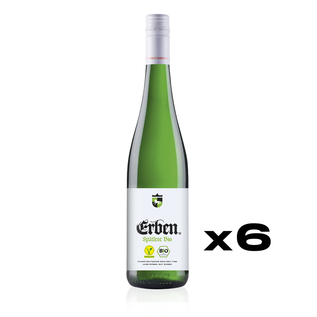 ERBEN Spätlese Biovegan Feinfruchtig 0,75l - süßer, bioveganer Prädikatswein - Weißwein - 6er Karton