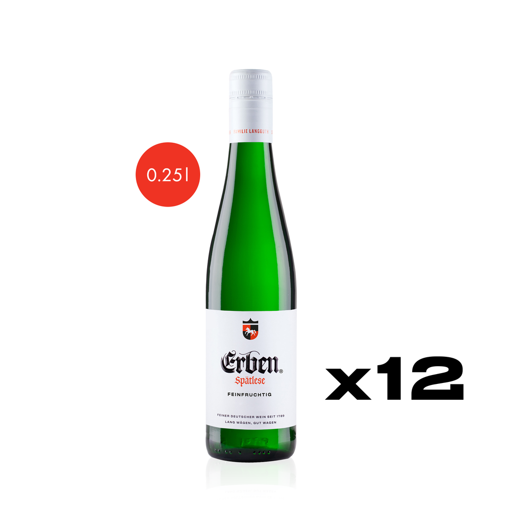 ERBEN Spätlese Feinfruchtig 0,25l - Weißwein - feinfruchtiger Prädikatswein aus Rheinhessen - 12er Karton
