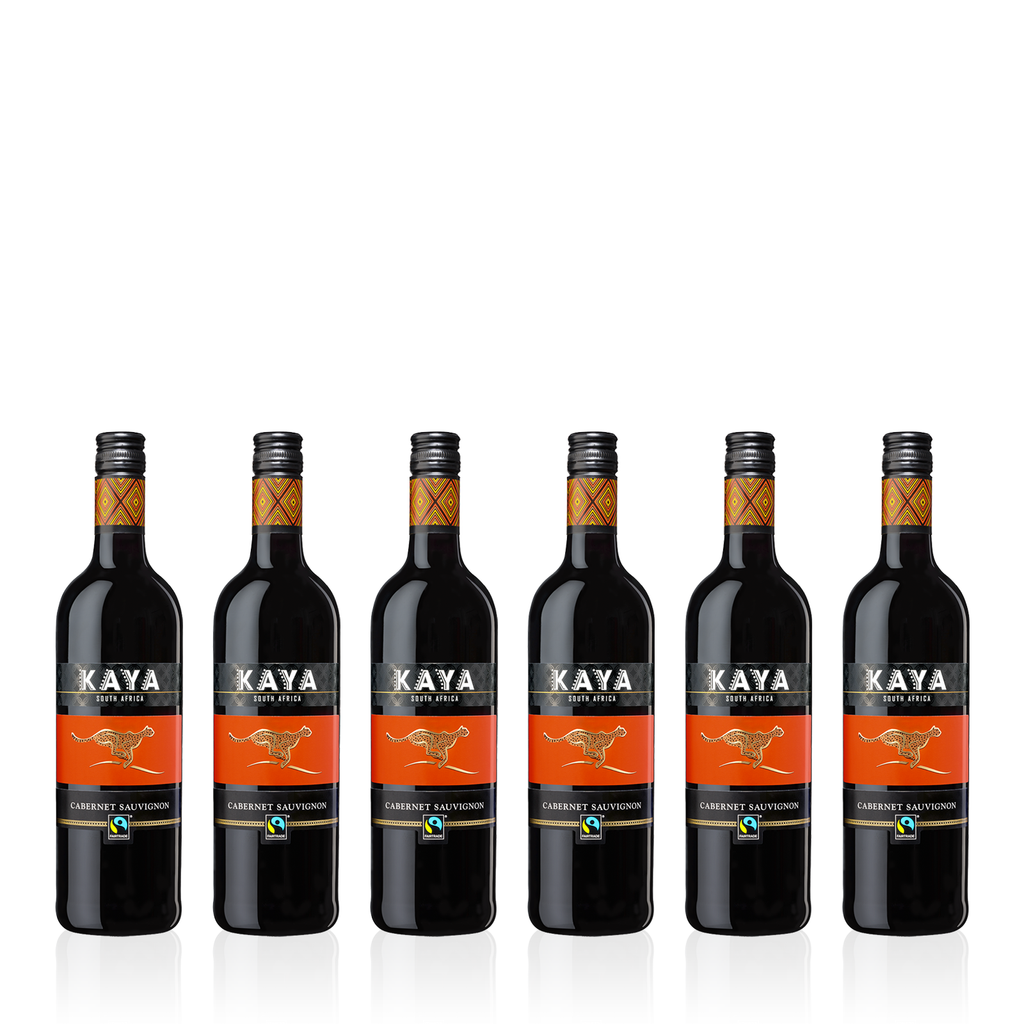 Sechs Flaschen KAYA Fairtrade Cabernet Sauvignon Trocken 0,75l - trockener Rotwein aus Südafrika