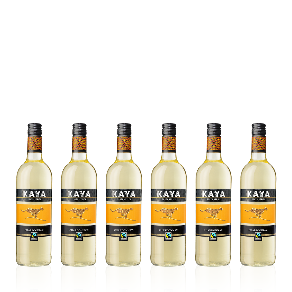 Sechs Flaschen KAYA Fairtrade Chardonnay Trocken 0,75l - trockener Weißwein aus Südafrika
