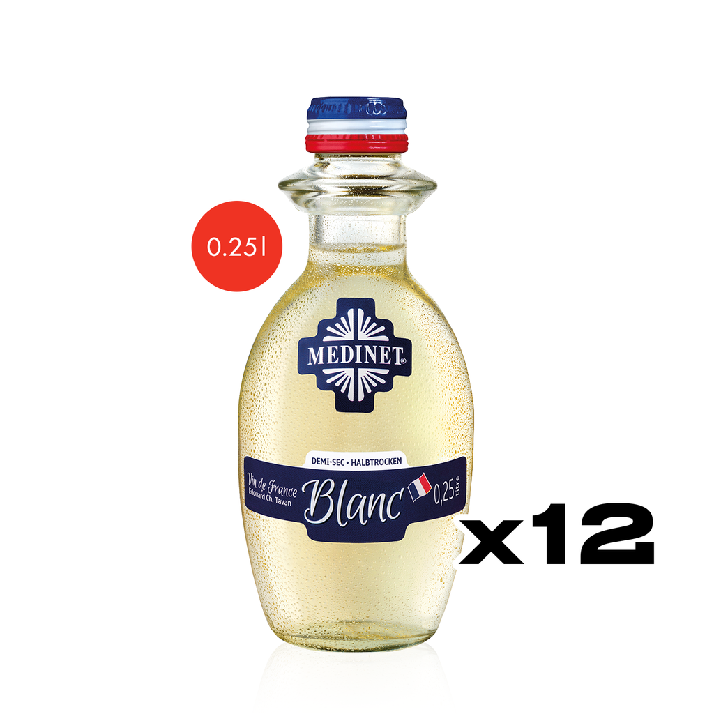 MEDINET Blanc Halbtrocken 0,25l - halbtrockener Weißwein aus Frankreich im Kleinflaschenformat - 12er Karton