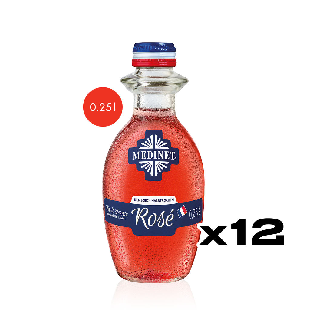 MEDINET Rosé Halbtrocken 0,25l - halbtrockener Roséwein aus Frankreich im Kleinflaschenformat - 12er Karton