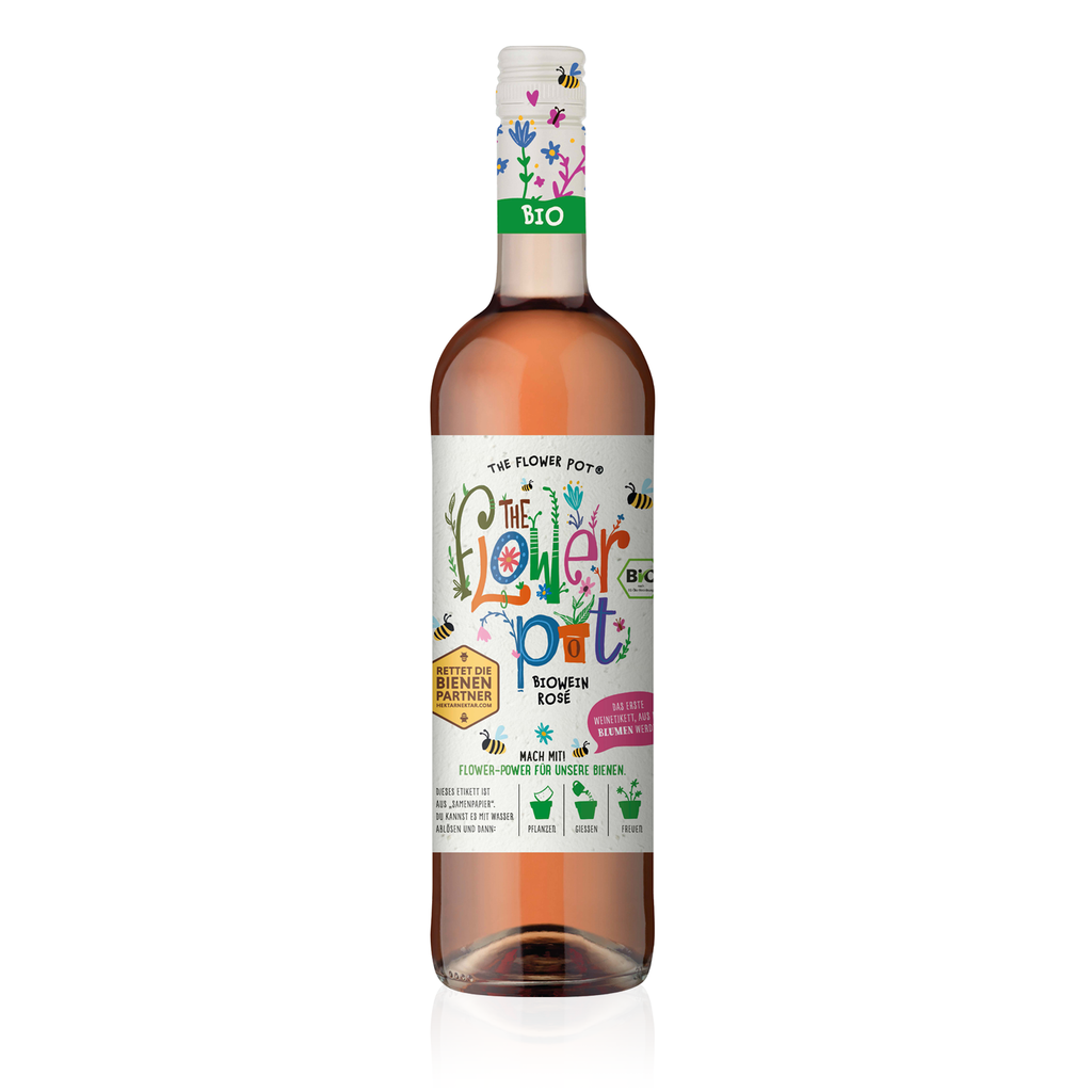 THE FLOWER POT Biowein Rosé Halbtrocken 0,75l - halbtrockener Roséwein aus Spanien