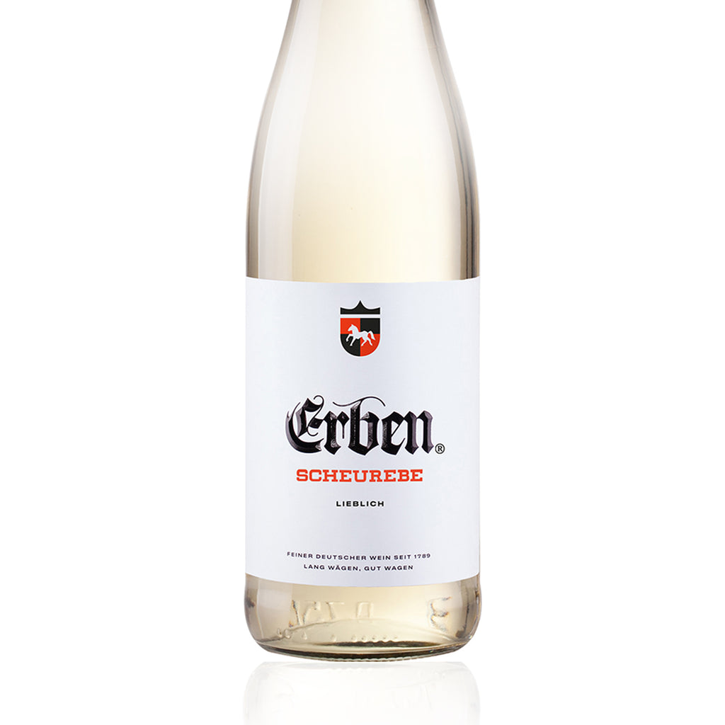 ERBEN Scheurebe Lieblich 0,75l - Weißwein - Detailansicht Vorderetikett - Qualitätswein Rheinhessen 