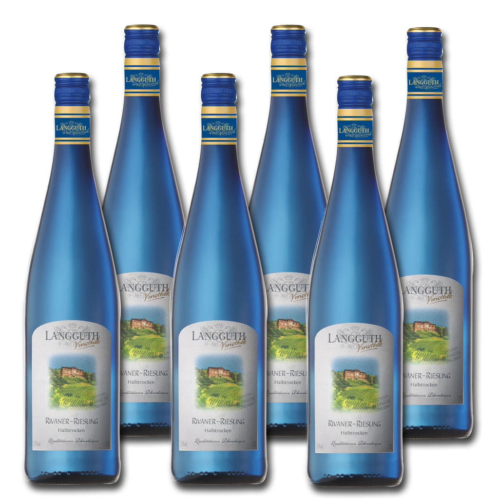 Sechs Flaschen LANGGUTH VINOTHEK Rivaner Riesling Halbtrocken 0,75l - halbtrockener Weißwein aus Rheinhessen