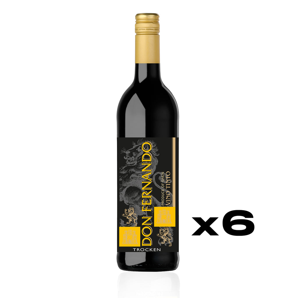 DON FERNANDO Vino Tinto Trocken 0,75l - trockener Rotwein aus Spanien - 6er Karton 