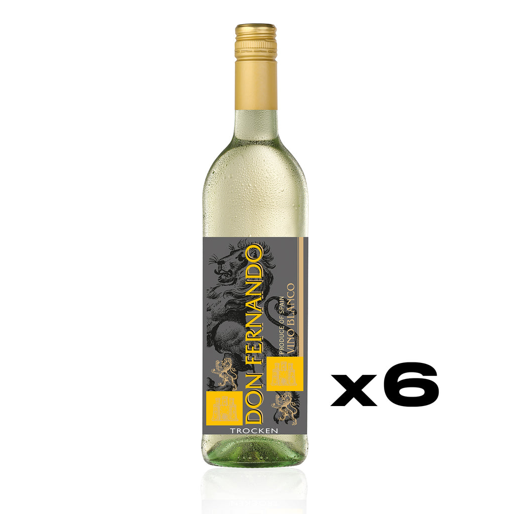 DON FERNANDO Vino Blanco Trocken 0,75l - trockener Weißwein aus Spanien - 6er Karton 