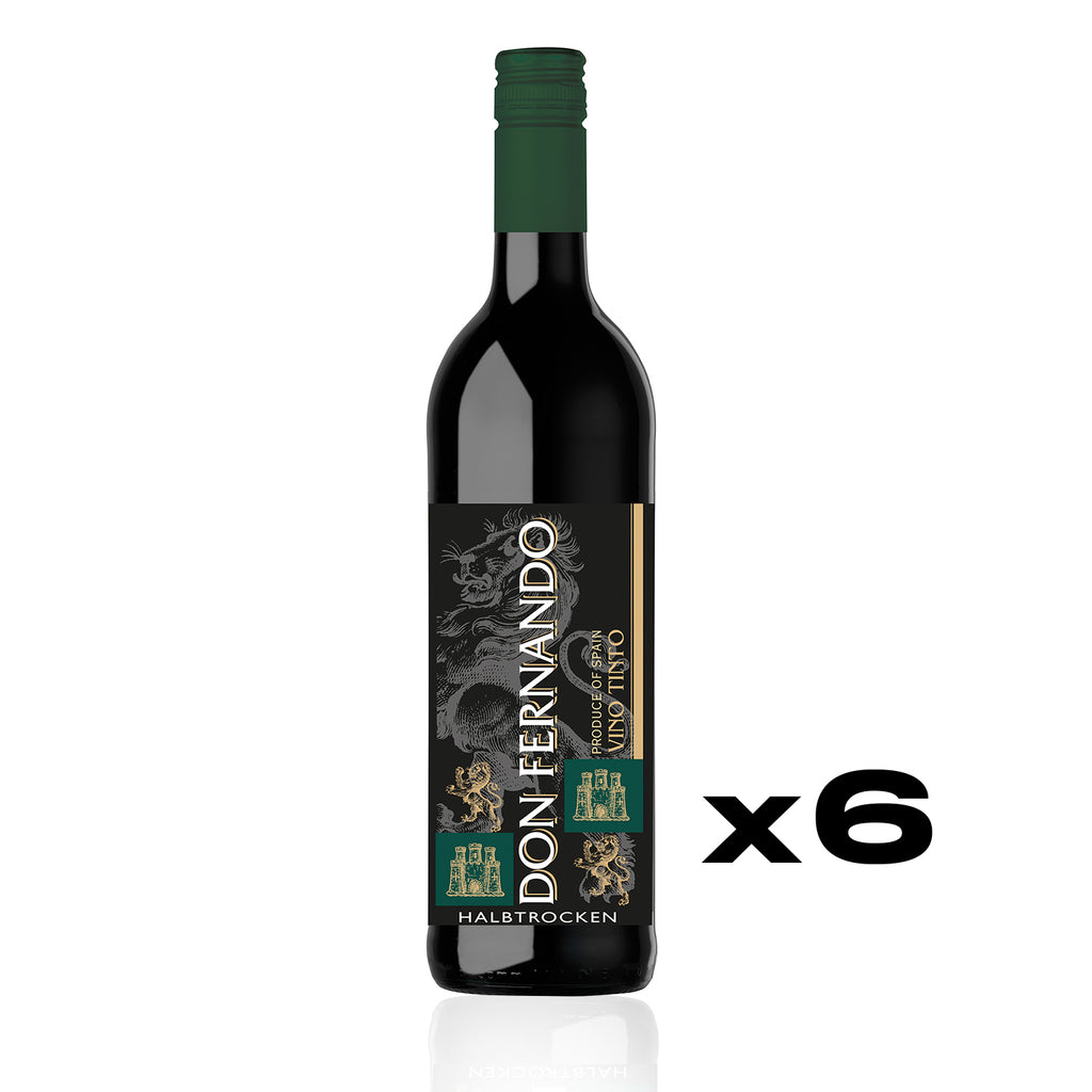 DON FERNANDO Vino Tinto Halbtrocken 0,75l - halbtrockener Rotwein aus Spanien - 6er Karton 