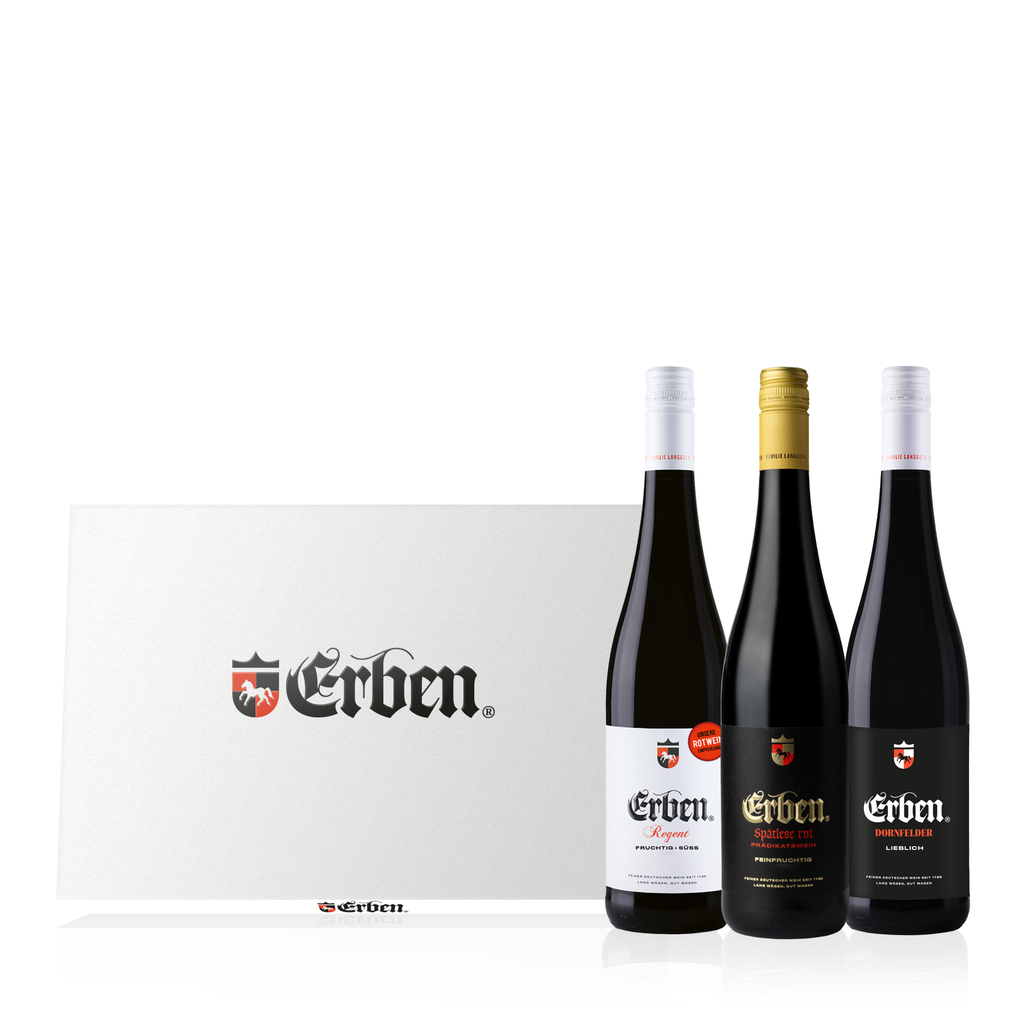 3er Geschenkbox ERBEN Rotwein Lieblich / Süß 0,75l - drei lieblich/ süße rote Qualitäts- und Prädikatsweine 