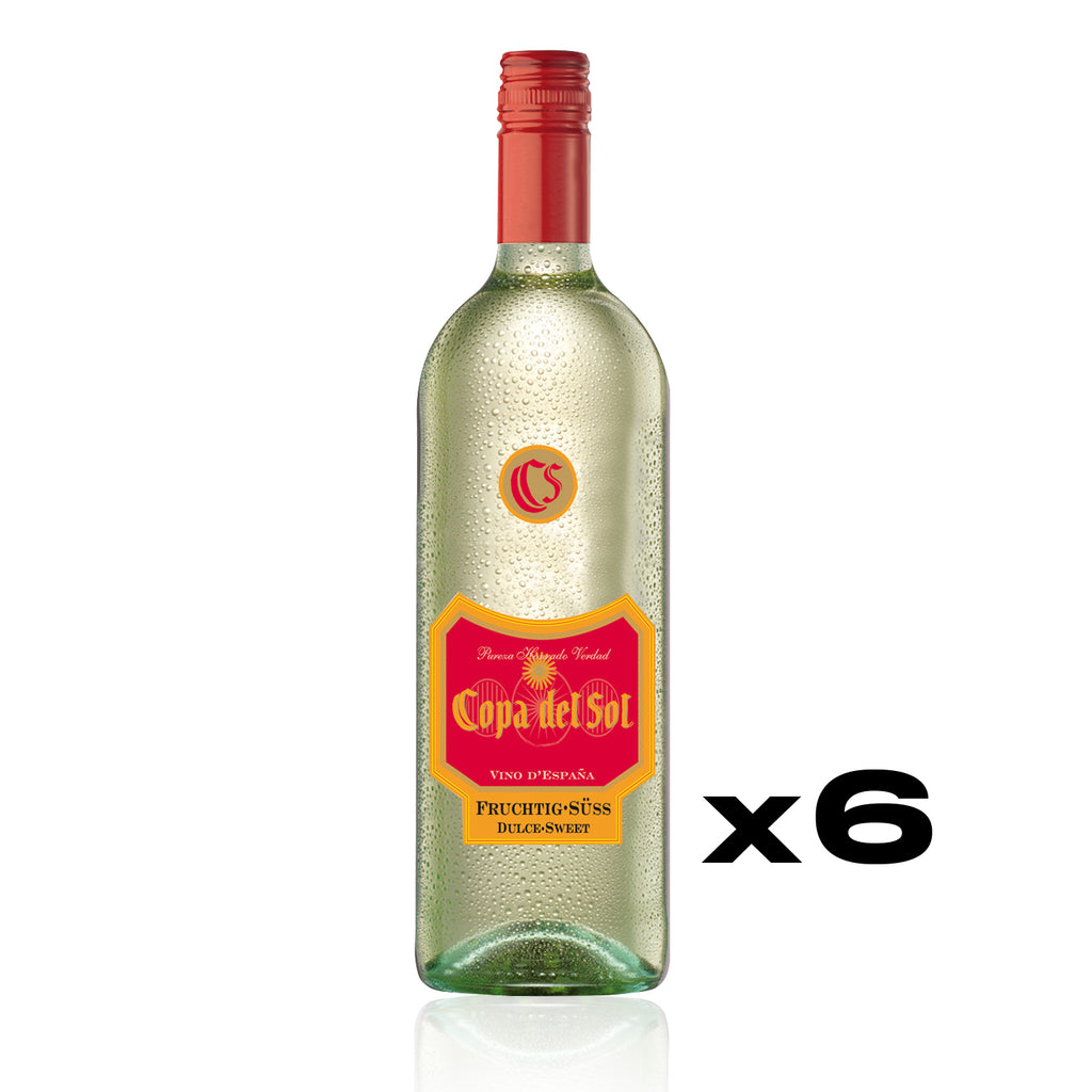 COPA DEL SOL Vino Blanco Fruchtig Süss 1,0l - süßer Weißwein aus Spanien - 6er Karton 
