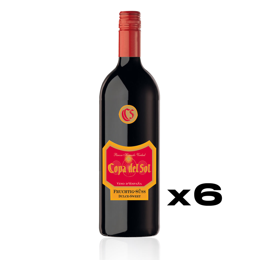 COPA DEL SOL Vino Tinto Fruchtig Süss 1,0l - süßer Rotwein aus Spanien - 6er Karton 