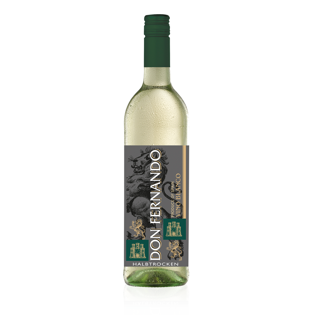 DON FERNANDO Vino Blanco Halbtrocken 0,75l - halbtrockener, spanischer Wein - Weißwein 