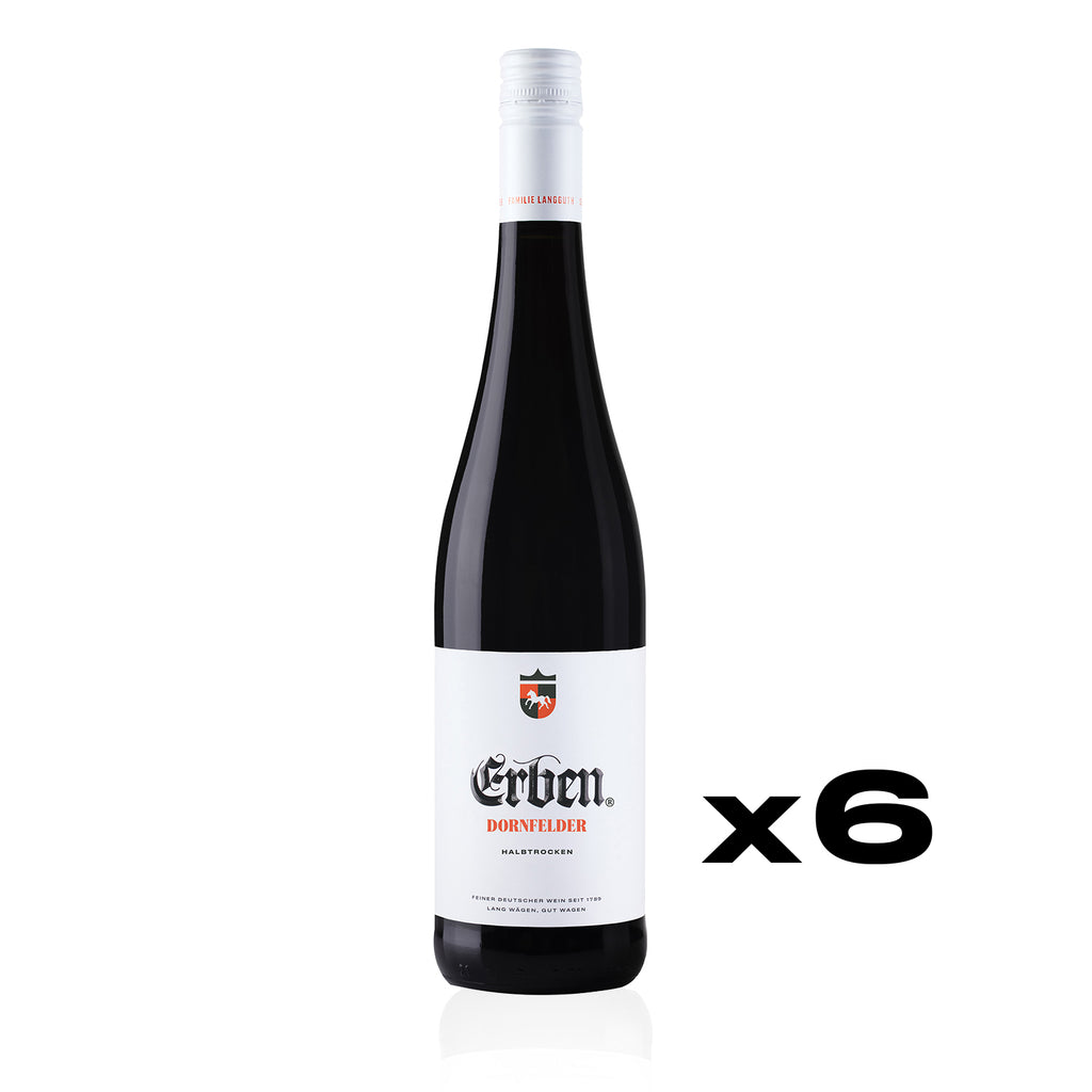 ERBEN Dornfelder Halbtrocken 0,75l - Rotwein - halbtrockener Qualitätswein aus der Pfalz - 6er Karton 