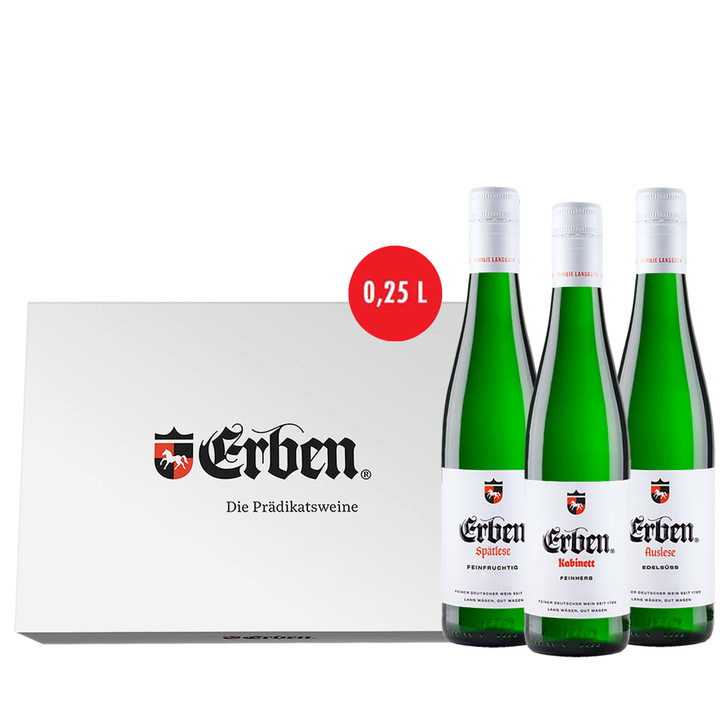 3er Geschenkbox ERBEN Prädikatsweine 0,25l - 3er Geschenkset - Prädikatsweine - Weißwein  im Kleinflaschenformat