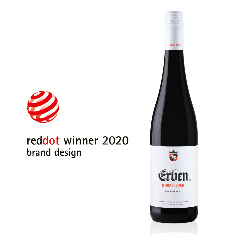 reddot winner 2020 brand desing ERBEN Dornfelder Halbtrocken 0,75l -  halbtrockener Qualitätswein - Rotwein 