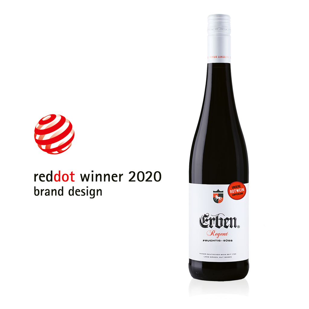 reddot winner 2020 brand design ERBEN Regent Fruchtig Süs 0,75l - Qualitätswein aus Rheinhessen - Rotwein