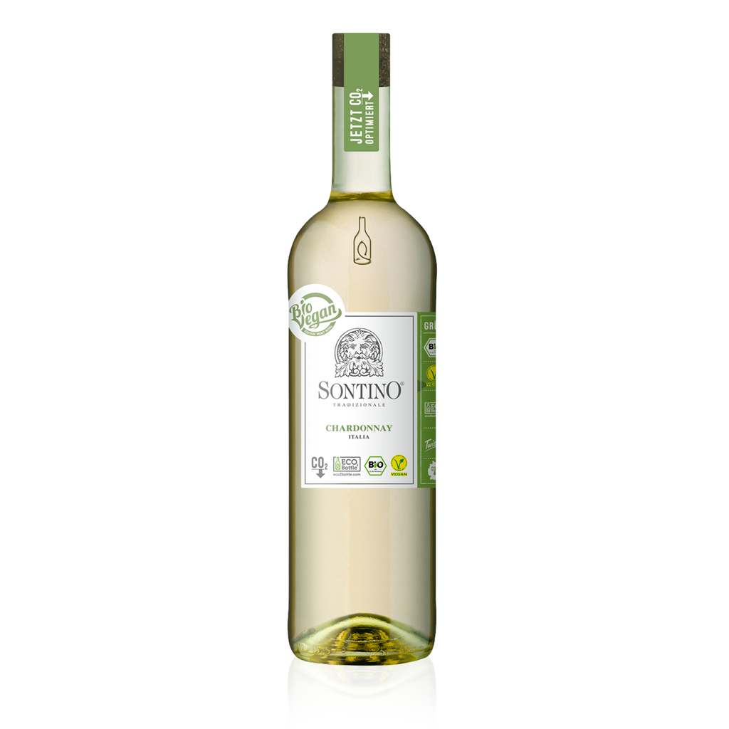 SONTINO BioVegan Chardonnay Halbtrocken 0,75l - halbtrockener Wein aus Italien - Weißwein 