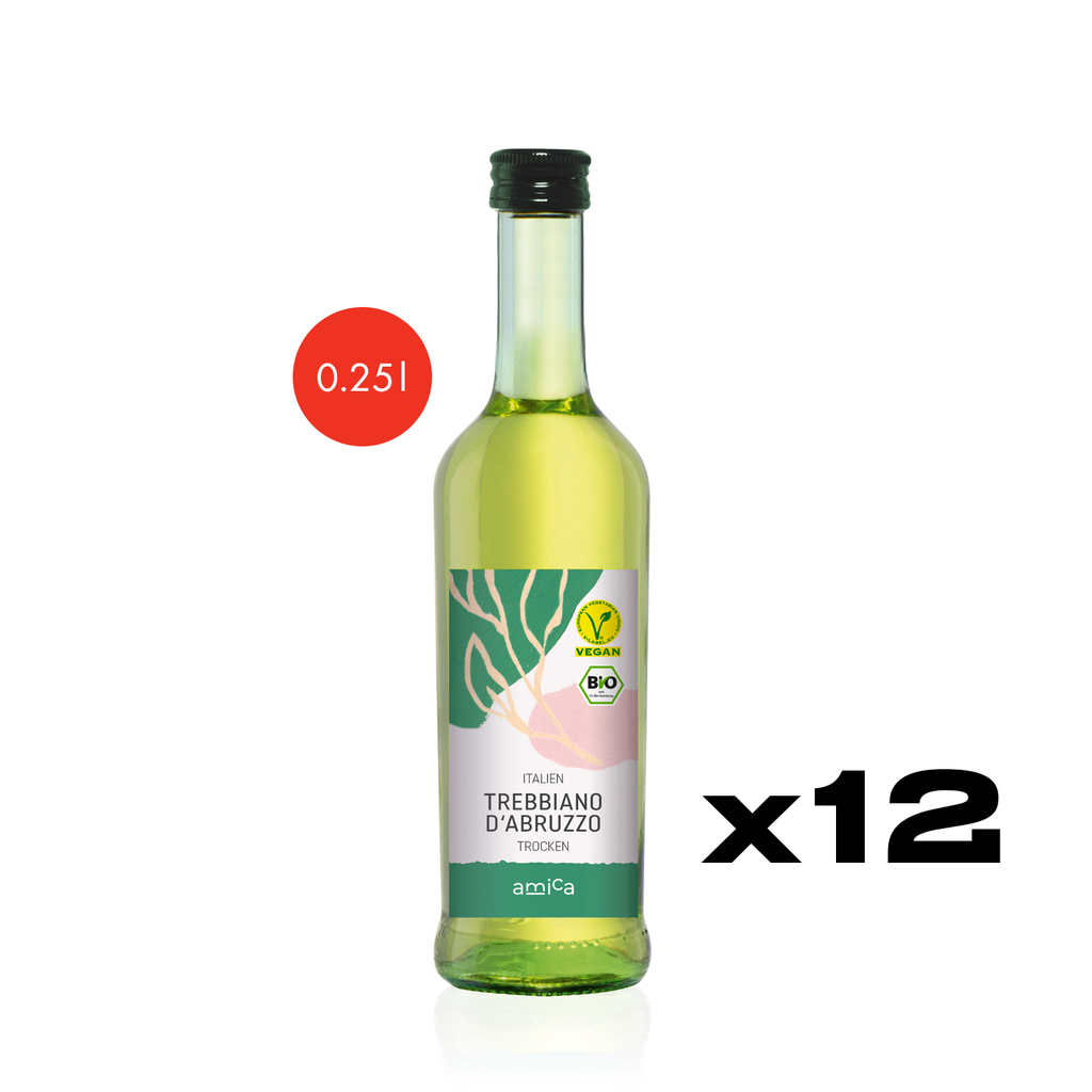 AMICA Trebbiano d'Abruzzo 0,25l - trockener, bioveganer Weißwein aus Italien im Kleinflaschenformat - 12er Karton 