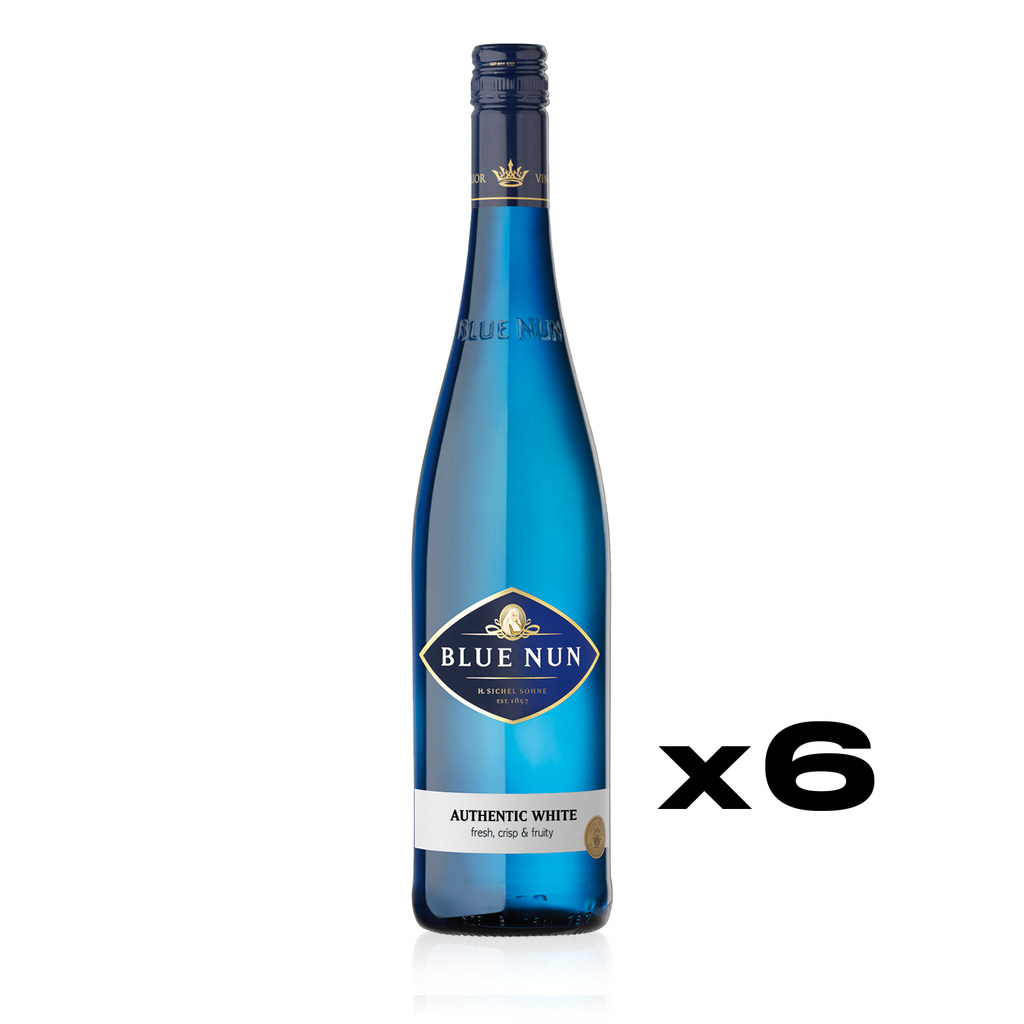 BLUE NUN Authentic White 0,75l - lieblicher, Qualitätsweißwein aus Deutschland - 6er Karton 
