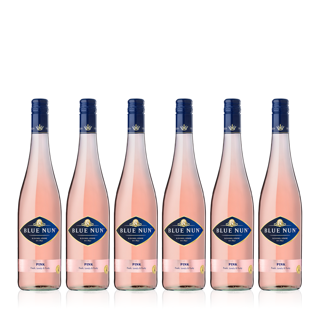 Sechs Flaschen BLUE NUN Pink Lieblich 0,75l - Roséwein aus der europäischen Gemeinschaft