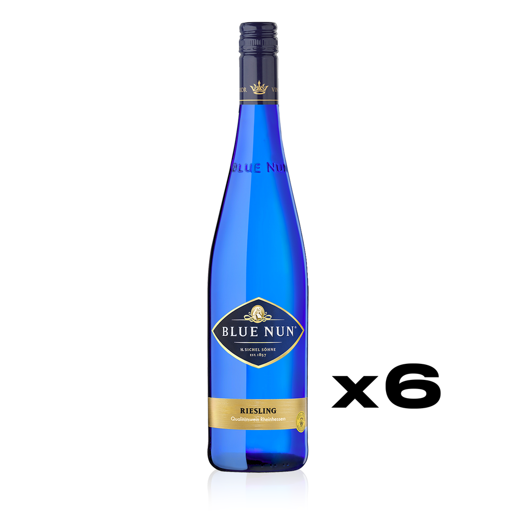 BLUE NUN Riesling 0,75l - lieblicher Qualitätsweißwein aus Deutschland - 6er Karton 