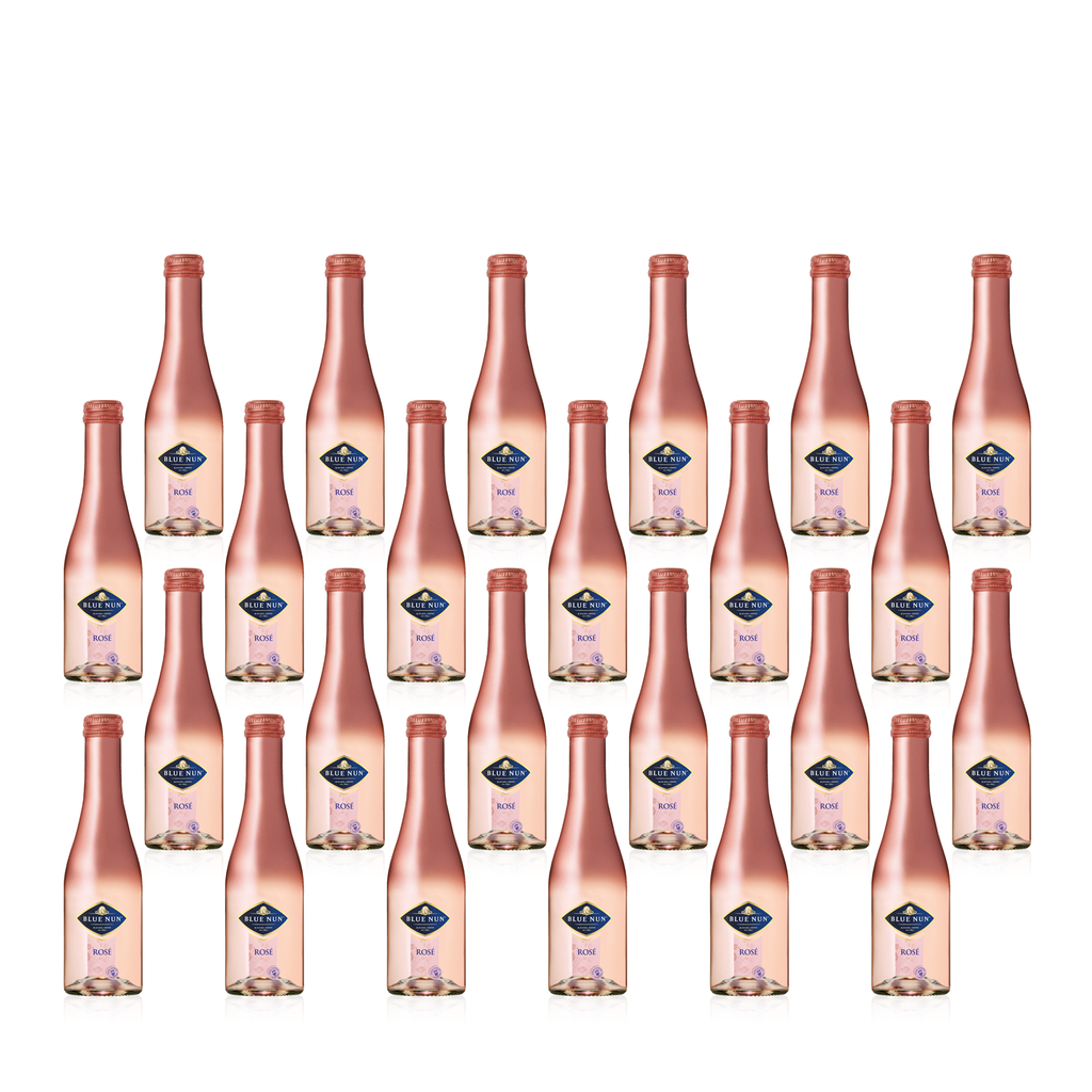 24 Flaschen BLUE NUN Rosé Edition 0,2l - halbtrockener Schaumwein in Rosé im Kleinflaschenformat 