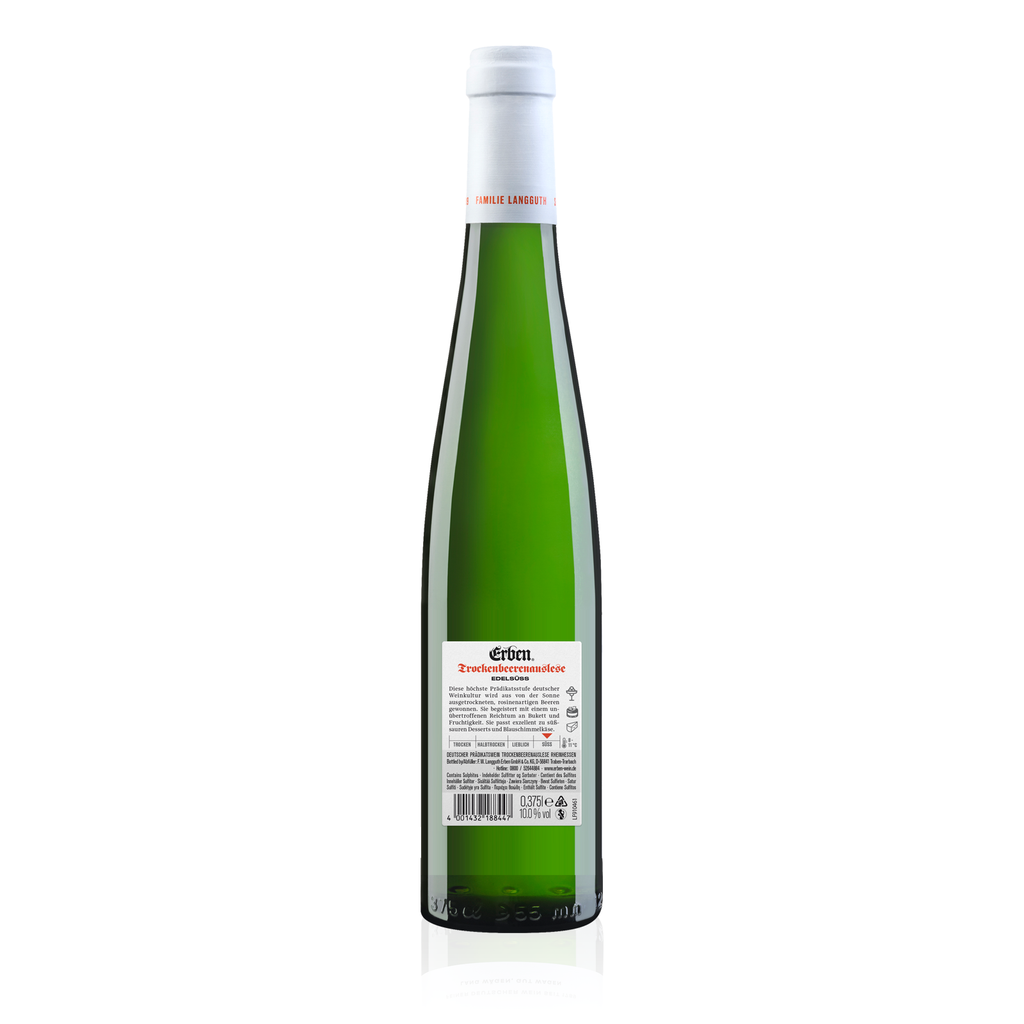 Rückansicht ERBEN Trockenbeerenauslese Edelsüss 0,375l - Weißwein - süßer Prädikatswein aus Rheinhessen 
