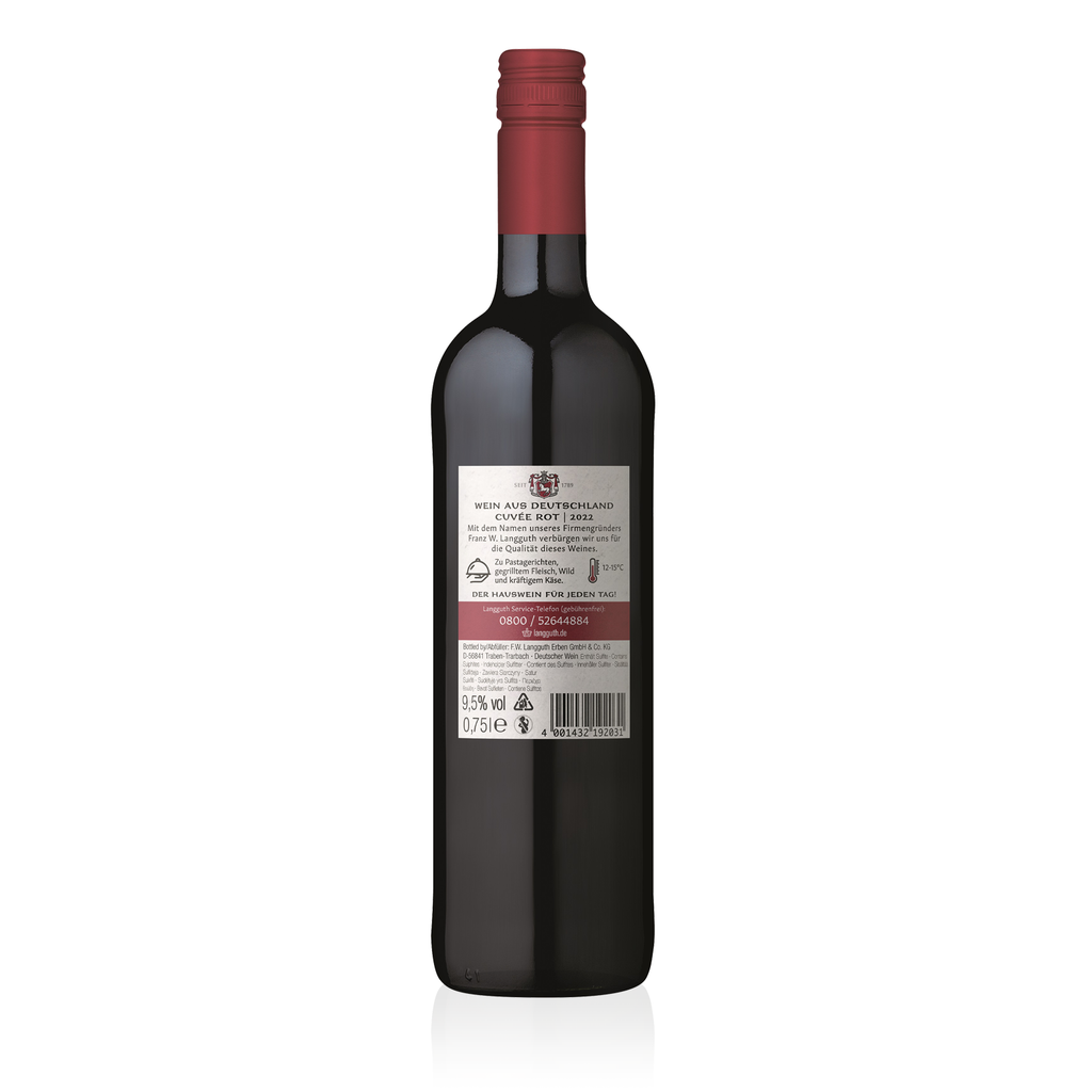 Rückansicht FRANZ W. LANGGUTH Hauswein Cuvée Rot 0,75l - Deutscher, lieblicher Rotwein 