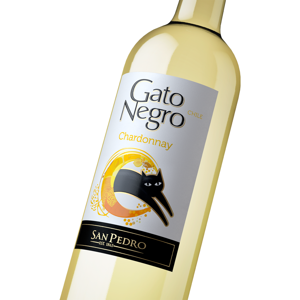 GATO NEGRO Chardonnay Trocken 0,75l - Detailansicht Vorderetikett mit schwarzer Katze - Weißwein aus Chile